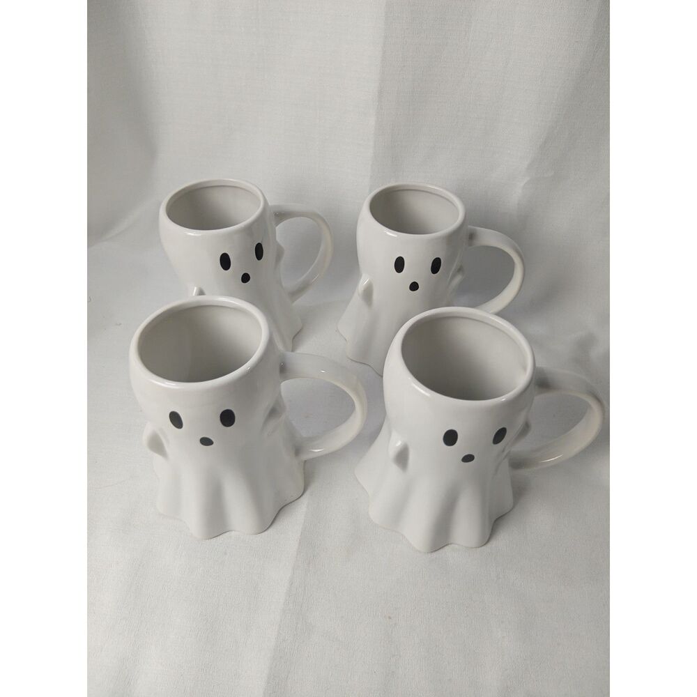 Hyde & Eek Boutique Target Ghost Mugs Set of 4 White Halloween